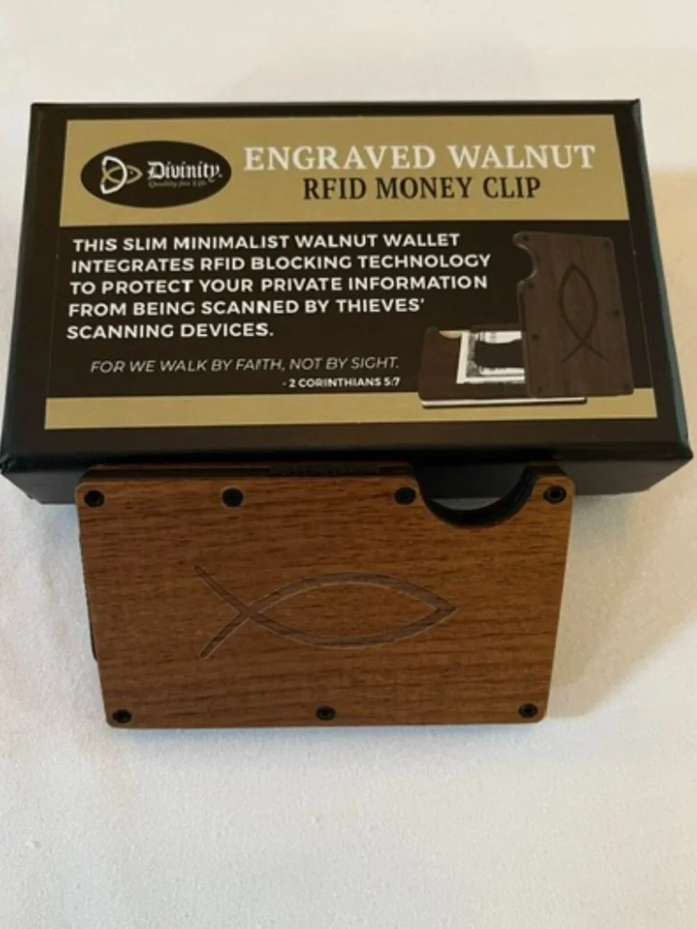 Divinity walnut engraved
